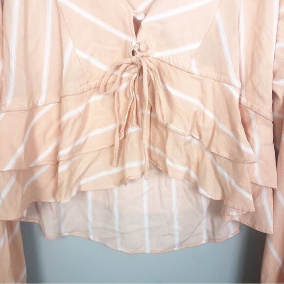 FREE PEOPLE | Samifran Petal Combo Ruffle Long Sleeve Top Women’s Size Large - Picture 7 of 14